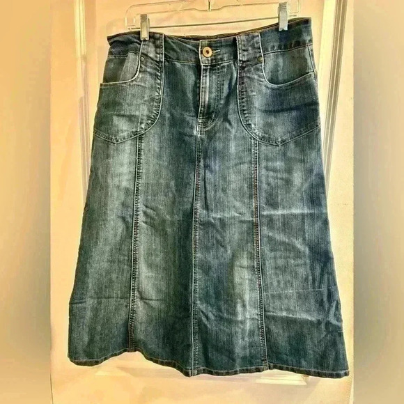 Vintage Cherokee Flared Denim Maxi Skirt Women’s Size 10 Medium Wash - Picture 1 of 7